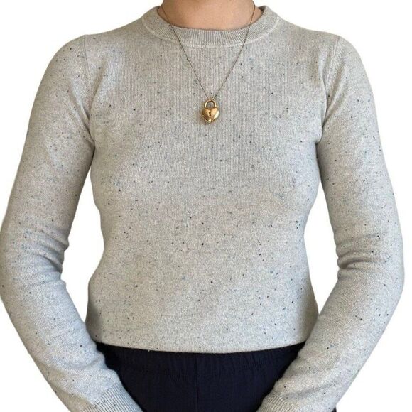 Faconnable Womens 100% Cashmere Light Blue Speckled Crewneck Italy Sweater Sz XS - Picture 4 of 7